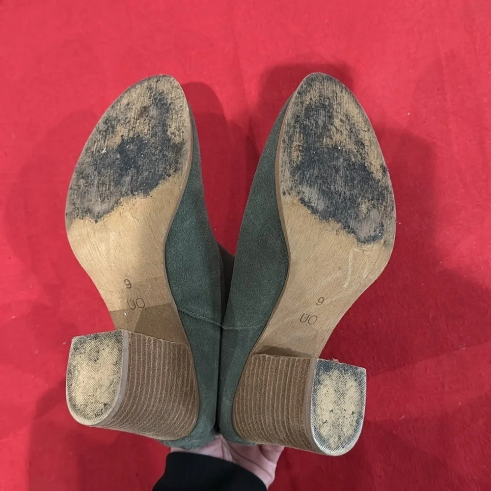 Urban Outfitters Green Ankle Booties Suede